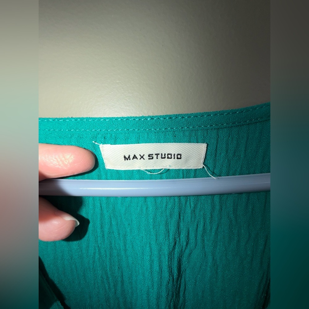 Max Studio Tiered Peasant Maxi Dress sz Small Teal / Green Like New - Picture 7 of 7